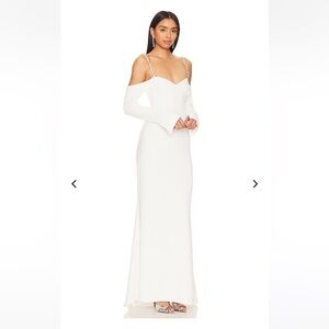 NWT Lovers +Friends Dominique Off The Shoulder Gown in Snow White Crystal - XS